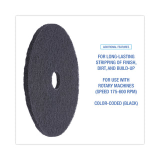 Boardwalk® Stripping Floor Pads, 20" Diameter, Black, 5/Carton (PMP4020BLA)