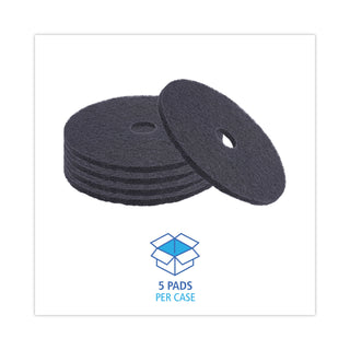 Boardwalk® Stripping Floor Pads, 20" Diameter, Black, 5/Carton (PMP4020BLA)