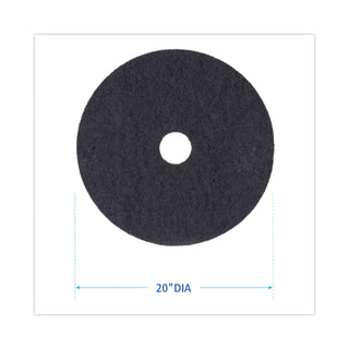 Boardwalk® Stripping Floor Pads, 20" Diameter, Black, 5/Carton (PMP4020BLA)