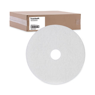 Boardwalk® Polishing Floor Pads, 19" Diameter, White, 5/Carton (PAD4019WHI)