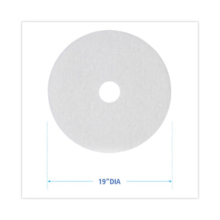 Boardwalk® Polishing Floor Pads, 19" Diameter, White, 5/Carton (PAD4019WHI)