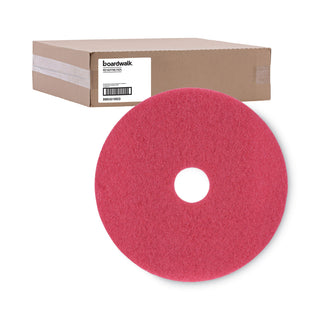 Boardwalk® Buffing Floor Pads, 19" Diameter, Red, 5/Carton (PAD4019RED)