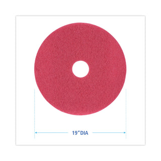 Boardwalk® Buffing Floor Pads, 19" Diameter, Red, 5/Carton (PAD4019RED)