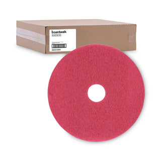 Boardwalk® Buffing Floor Pads, 18" Diameter, Red, 5/Carton (BWK4018RED)