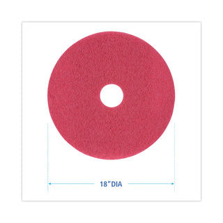 Boardwalk® Buffing Floor Pads, 18" Diameter, Red, 5/Carton (BWK4018RED)