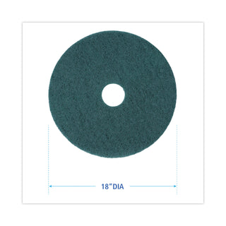 Boardwalk® Heavy-Duty Scrubbing Floor Pads, 18" Diameter, Green, 5/Carton (BWK4018GRE)
