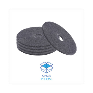 Boardwalk® High Performance Stripping Floor Pads, 17" Diameter, Black, 5/Carton (PAD4017HIP)
