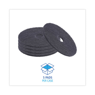 Boardwalk® Stripping Floor Pads, 17" Diameter, Black, 5/Carton (PAD4017BLA)