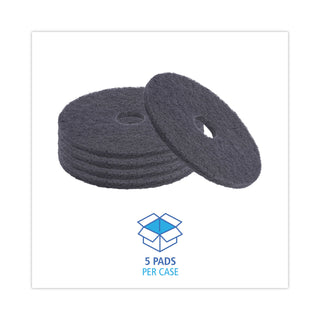 Boardwalk® Stripping Floor Pads, 16" Diameter, Black, 5/Carton (BWK4016BLA)