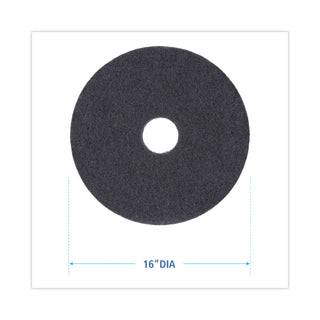 Boardwalk® Stripping Floor Pads, 16" Diameter, Black, 5/Carton (BWK4016BLA)