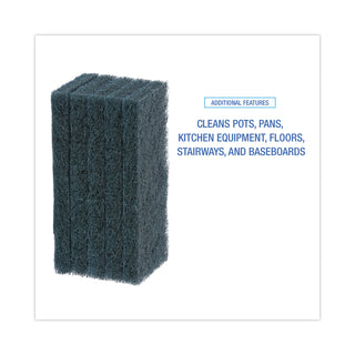 Boardwalk® Medium-Duty Scour Pad, 10 x 4.63, Blue, 20/Carton (PAD402)