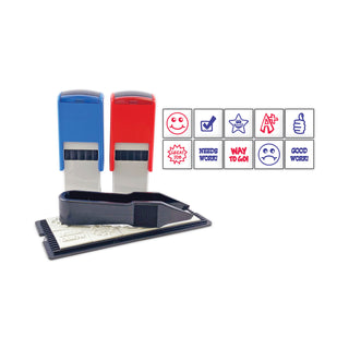 Trodat® Stamp-Ever Stamp, Self-Inking with 10 Dies, 5/8", Blue/Red (USS4630)