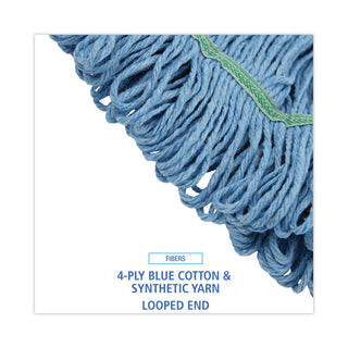 Boardwalk® Super Loop Wet Mop Head, Cotton/Synthetic Fiber, 1" Headband, Medium Size, Blue (BWK502BLNB)