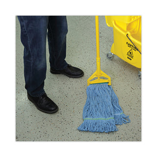 Boardwalk® Super Loop Wet Mop Head, Cotton/Synthetic Fiber, 1" Headband, Medium Size, Blue (BWK502BLNB)