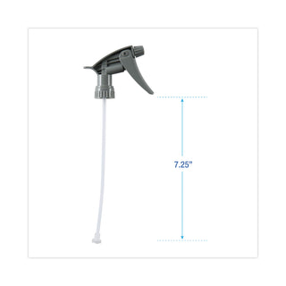 Boardwalk® Chemical-Resistant Trigger Sprayer 320CR, 7.25" Tube, Fits16 oz Bottles, Gray, 24/Carton (BWK72108)