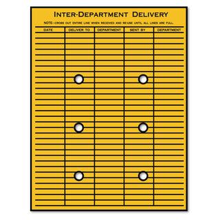 Quality Park™ Brown Kraft String & Button Interoffice Envelope, #97, Two-Sided Five-Column Format, 10 x 13, Brown Kraft, 100/Carton (QUA63561)