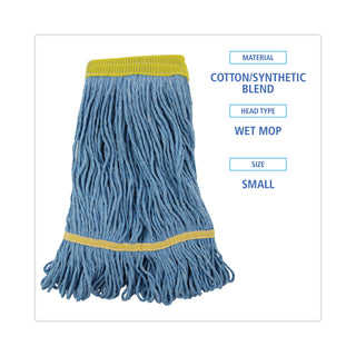 Boardwalk® Super Loop Wet Mop Head, Cotton/Synthetic Fiber, 5" Headband, Small Size, Blue, 12/Carton (UNS501BL)