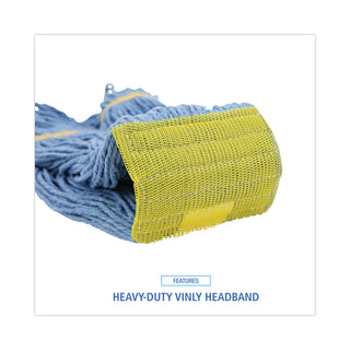 Boardwalk® Super Loop Wet Mop Head, Cotton/Synthetic Fiber, 5" Headband, Small Size, Blue, 12/Carton (UNS501BL)