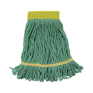 Boardwalk® Super Loop Wet Mop Head, Cotton/Synthetic Fiber, 5" Headband, Small Size, Green, 12/Carton (BWK501GN)