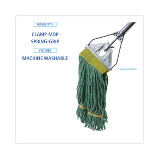 Boardwalk® Super Loop Wet Mop Head, Cotton/Synthetic Fiber, 5" Headband, Small Size, Green, 12/Carton (BWK501GN)