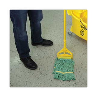 Boardwalk® Super Loop Wet Mop Head, Cotton/Synthetic Fiber, 5" Headband, Small Size, Green, 12/Carton (BWK501GN)