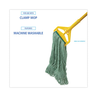 Boardwalk® Mop Head, Premium Standard Head, Cotton/Rayon Fiber, Medium, Green, 12/Carton (BWK502GNNB)