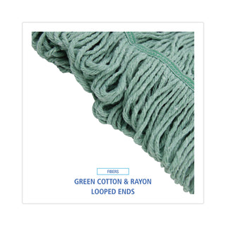 Boardwalk® Mop Head, Premium Standard Head, Cotton/Rayon Fiber, Medium, Green, 12/Carton (BWK502GNNB)