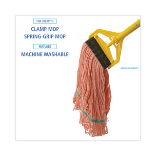 Boardwalk® Super Loop Wet Mop Head, Cotton/Synthetic Fiber, 5" Headband, Medium Size, Orange, 12/Carton (BWK502OR)