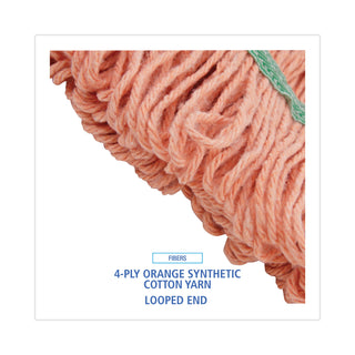 Boardwalk® Super Loop Wet Mop Head, Cotton/Synthetic Fiber, 5" Headband, Medium Size, Orange, 12/Carton (BWK502OR)