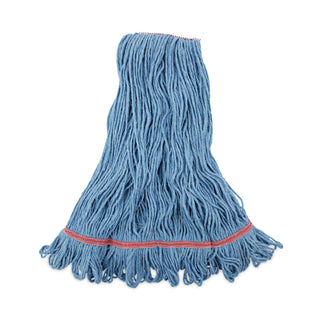 Boardwalk® Super Loop Wet Mop Head, Cotton/Synthetic Fiber, 1" Headband, Large Size, Blue, 12/Carton (BWK503BLNB)