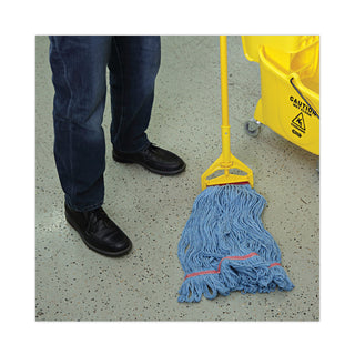Boardwalk® Super Loop Wet Mop Head, Cotton/Synthetic Fiber, 1" Headband, Large Size, Blue, 12/Carton (BWK503BLNB)