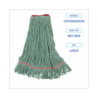 Boardwalk® Mop Head, Premium Standard Head, Cotton/Rayon Fiber, Large, Green (BWK503GNNB)