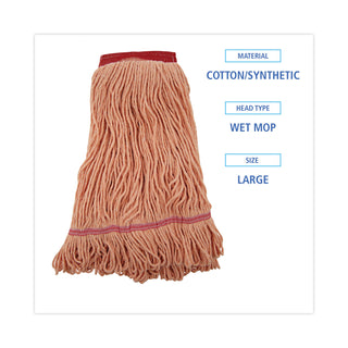 Boardwalk® Super Loop Wet Mop Head, Cotton/Synthetic, Large Size, Orange (BWK503OR)