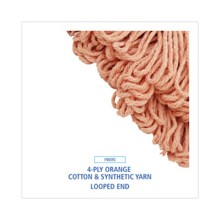 Boardwalk® Super Loop Wet Mop Head, Cotton/Synthetic, Large Size, Orange (BWK503OR)