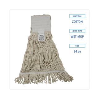 Boardwalk® Mop Head, Pro Loop Web/Tailband, Premium Saddleback Head, Ctn, 24-oz., WH, 12/CT (UNS524C)