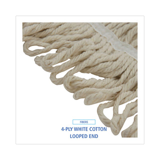 Boardwalk® Mop Head, Pro Loop Web/Tailband, Premium Saddleback Head, Ctn, 24-oz., WH, 12/CT (UNS524C)