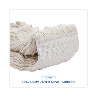 Boardwalk® Mop Head, Pro Loop Web/Tailband, Premium Saddleback Head, Ctn, 24-oz., WH, 12/CT (UNS524C)