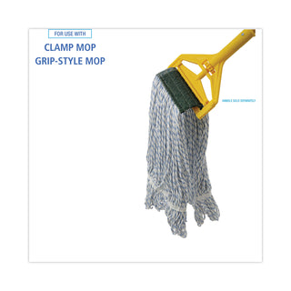 Boardwalk® Mop Head, Floor Finish, Wide, Rayon/Polyester, Medium, White/Blue, 12/Carton (BWK552)
