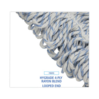 Boardwalk® Mop Head, Floor Finish, Wide, Rayon/Polyester, Medium, White/Blue, 12/Carton (BWK552)