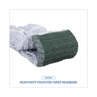 Boardwalk® Mop Head, Floor Finish, Wide, Rayon/Polyester, Medium, White/Blue, 12/Carton (BWK552)