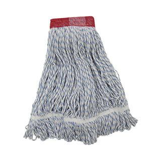 Boardwalk® Mop Head, Floor Finish, Wide, Rayon/Polyester, Large, White/Blue, 12/Carton (BWK553)