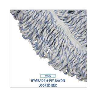 Boardwalk® Mop Head, Floor Finish, Wide, Rayon/Polyester, Large, White/Blue, 12/Carton (BWK553)