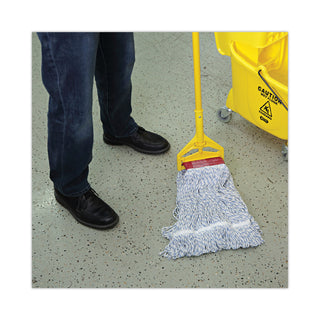 Boardwalk® Mop Head, Floor Finish, Wide, Rayon/Polyester, Large, White/Blue, 12/Carton (BWK553)
