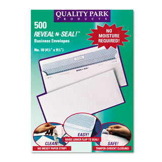 Quality Park™ Reveal-N-Seal Envelope, #10, Commercial Flap, Self-Adhesive Closure, 4.13 x 9.5, White, 500/Box (QUA67218)