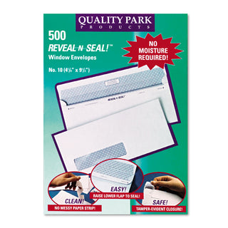 Quality Park™ Reveal-N-Seal Envelope, #10, Commercial Flap, Self-Adhesive Closure, 4.13 x 9.5, White, 500/Box (QUA67418)