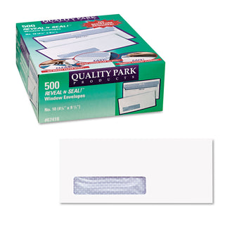 Quality Park™ Reveal-N-Seal Envelope, #10, Commercial Flap, Self-Adhesive Closure, 4.13 x 9.5, White, 500/Box (QUA67418)