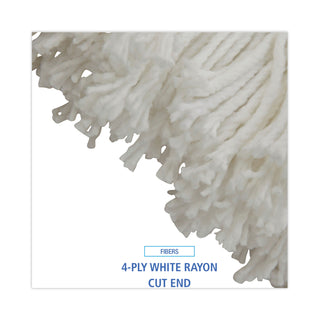 Boardwalk® Cut-End Lie-Flat Wet Mop Head, Rayon, 16oz, White (UNS716R)