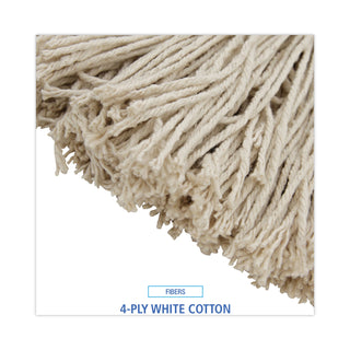 Boardwalk® Mop Head, Economical Lie-Flat Head, Cotton Fiber, 20 oz, White, 12/Carton (BWK720C)