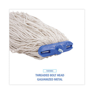 Boardwalk® Mop Head, Economical Lie-Flat Head, Cotton Fiber, 20 oz, White, 12/Carton (BWK720C)