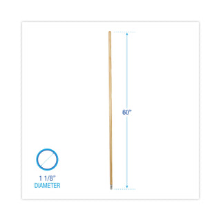 Boardwalk® Lie-Flat Screw-In Mop Handle, Lacquered Wood, 1.13" dia x 60", Natural (UNS834)